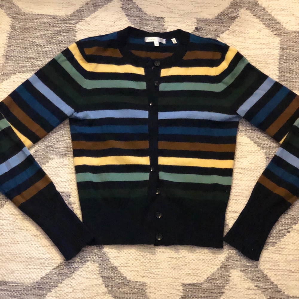 Vince multi-color striped cardigan